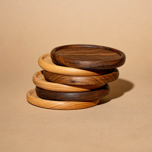 طقم قواعد من الخشب الزان الطبيعي (٤ قطع)